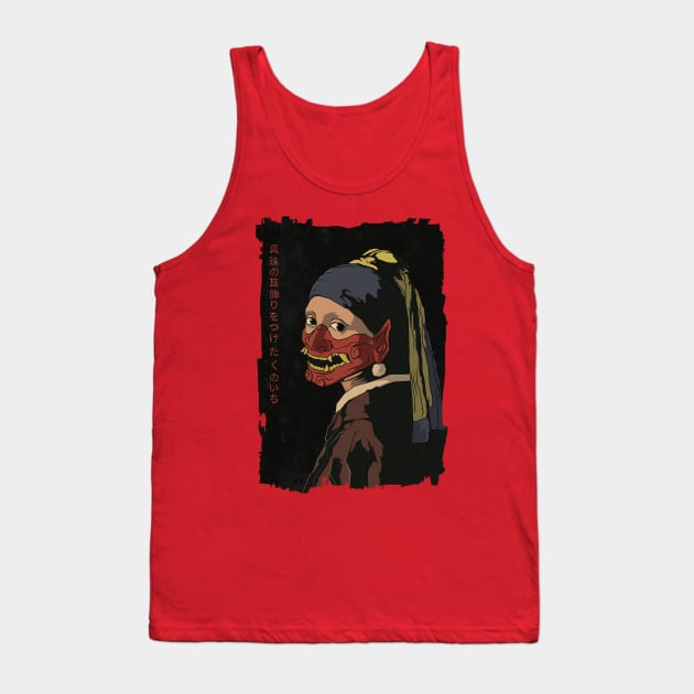 Kunoichi Girl with a Pearl Ear Ring Tank Top by MythoCulture